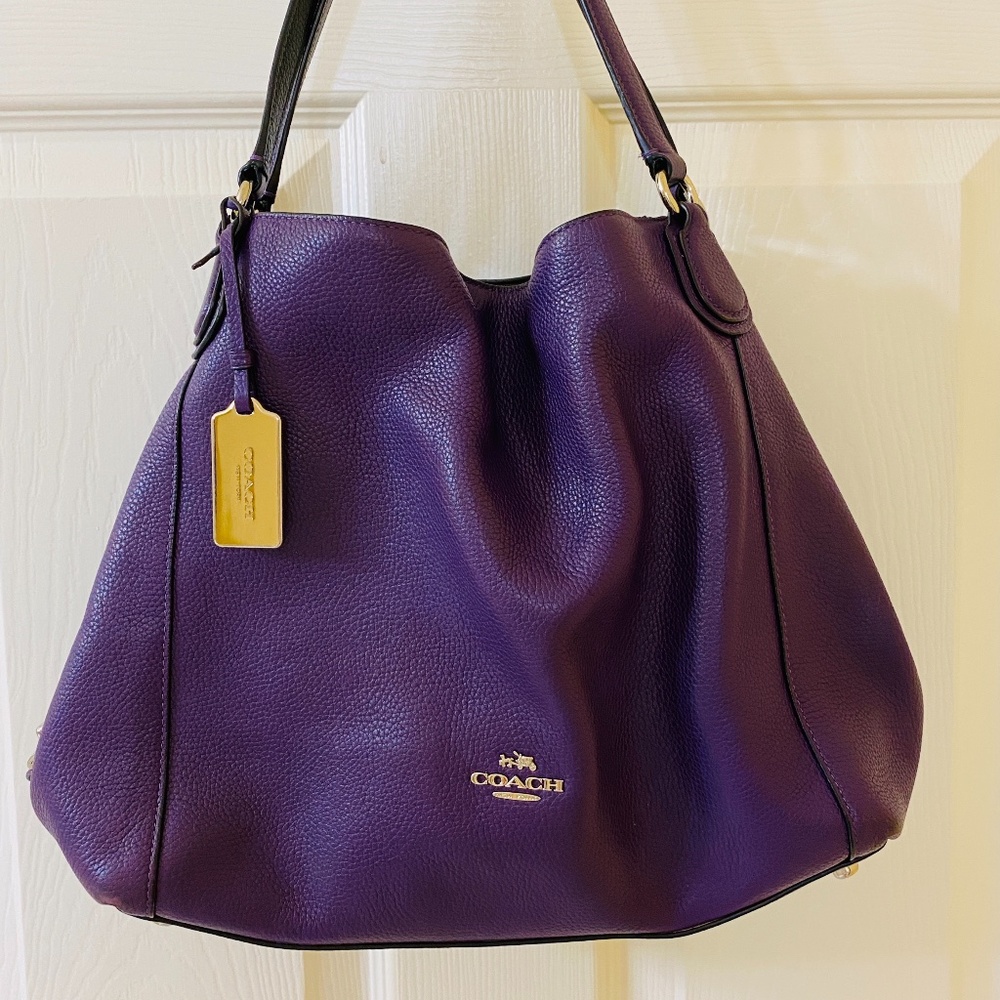 Coach Leather Shoulder Bag - Purple
